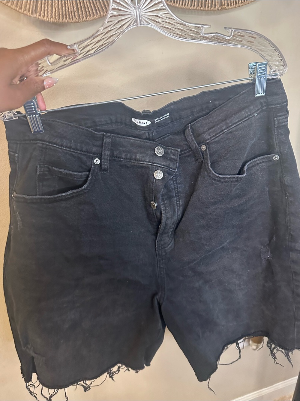 Old Navy Black Frayed Hem Denim Shorts